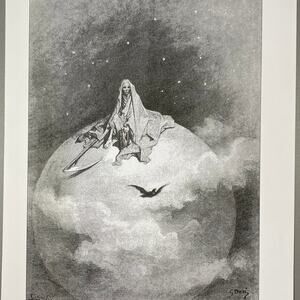 Dore, The Raven, Death and Moon, Sorrow, Print, Bookplate, Art, ~ 240707-WH 292
